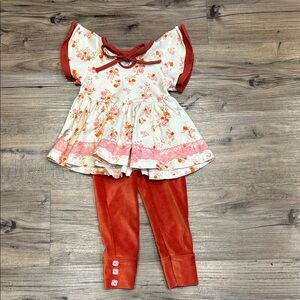 Wild Flowers 2-Piece Set with Orange/Rust Accents